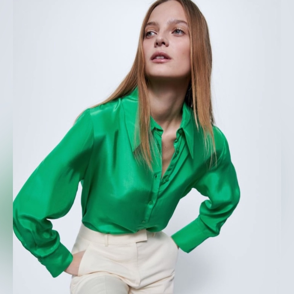 Green Silk Zara Shirt